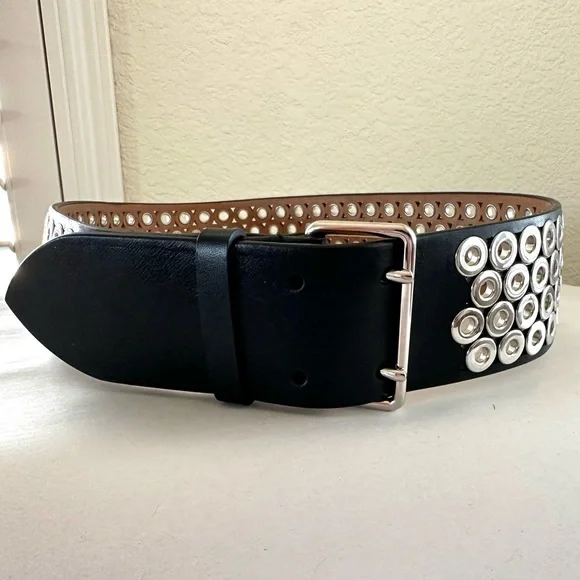 Azzedine Alaia Black Leather Metal Studded Rocker Edgy  display picture 3